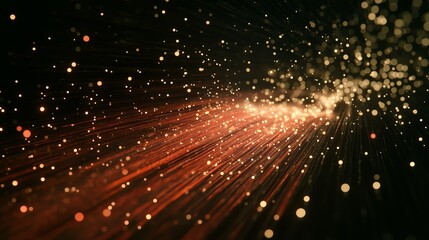 Poster - abstract golden particle light trails elegant design background red orange glow festive sparkling sh