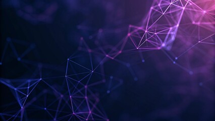 Poster - Abstract digital network with purple and blue lines creating a futuristic look, showcasing vibrant technology connections, innovation, cyberspace, and glowing light trails in motion