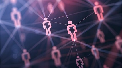 Aufkleber - Abstract network of people connected by lines and dots, showing a sense of community, illustrating social interaction, digital communication, and interconnected human relationships