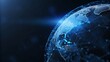 © designhunt - Abstract polygonal planet earth with hologram on dark blue background, digital globe wireframe technology concept future world map visualization data network connection virtual display
