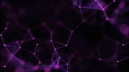 Aufkleber - Abstract purple background with connecting dots and lines. Structure and communication. Plexus effect. Abstract science geometrical network background. Digital connection mesh visualization.