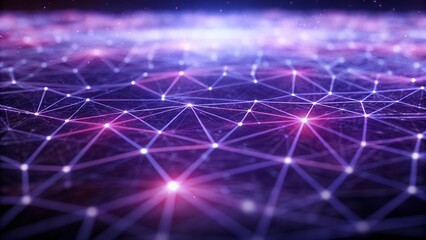 Poster - Abstract technology geometric background with connected fractal design, digital, network, innovation, futuristic, cyberspace, particles, abstract art, science, virtual, and energy