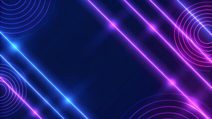 Poster - Blue and purple neon lights glowing background, futuristic aesthetic with vibrant colors and electric atmosphere, ideal for modern digital designs and abstract visual presentations