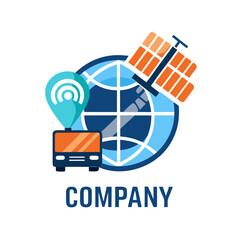 Poster - Global logistics and tracking solution logo design vector