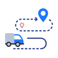 Poster - Delivery Truck Route to Destination Pin Point