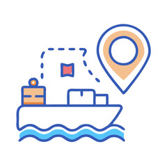 Poster - Cargo ship tracking icon and maritime logistics concept