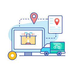 Poster - Online order and delivery tracking vector illustration design