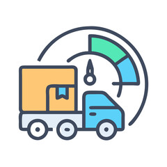 Poster - Fast delivery concept with truck and speed indicator