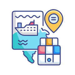 Poster - Global shipping and logistics with cruise and location icon