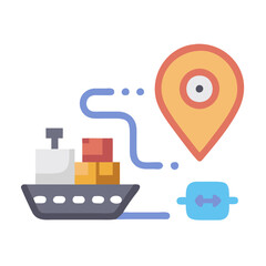 Poster - Cargo ship tracking system with destination pinpoint icon