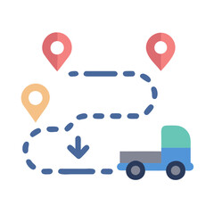 Poster - Delivery truck with route and map location markers