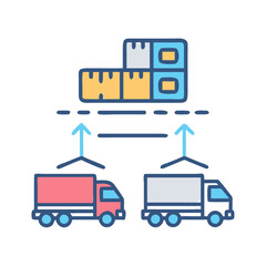 Poster - Colorful Illustration of Delivery Trucks and Shipping Boxes