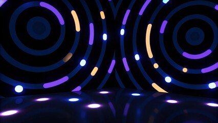 Aufkleber - Abstract geometric shapes background. Dance night club style. 3d render picture. Futuristic neon elements in vibrant colors create a dynamic and immersive visual experience for parties