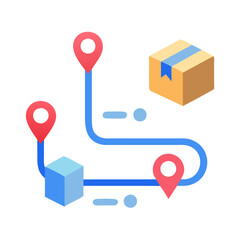 Poster - Shipping route with package and destination location markers