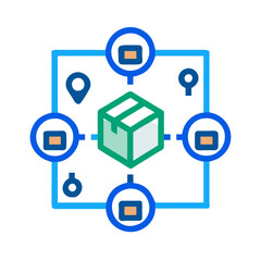 Poster - Package tracking and delivery process in supply chain icon