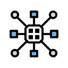 Poster - Data Network Illustration - Central Hub with Connections