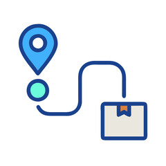 Poster - Delivery Route Icon: Tracking Parcel to Final Destination
