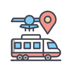 Poster - Bus location pin shows a trip destination point