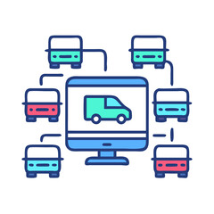Poster - Delivery Logistics Network, Van Tracking, Global Transportation, System