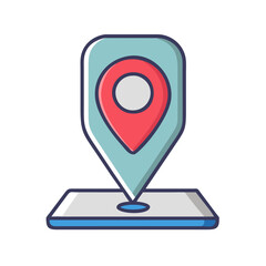 Poster - Mobile Navigation: Map Pin Location on Phone Illustration