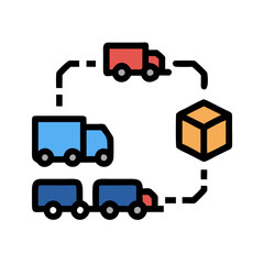 Poster - Logistics: Package Delivery, Fleet of Trucks, Transport Concept
