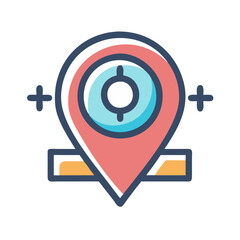 Poster - Colorful Location Marker Icon with Compass Point Detail