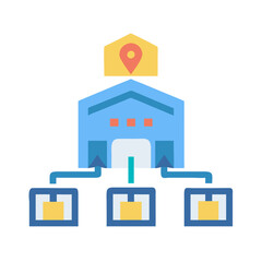 Poster - Warehouse distribution and supply chain concept flat illustration