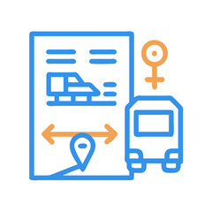 Poster - Transportation Options: Train, Route Map, and Bus Icon