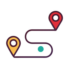 Poster - Route map icon, destination and journey with map markers