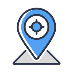 Poster - Blue Location Pin Icon with Target on Black