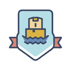 Poster - Shipping boxes cargo badge logistics, delivery label concept