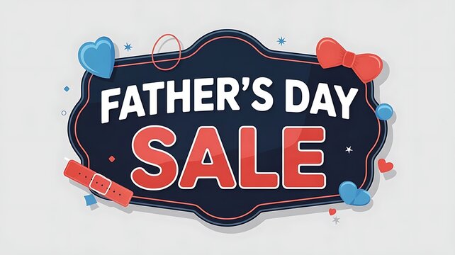 Simple Father's Day card design with a large heart hanging from string, brown decor, sale banner, and text space, cretaed with generative ai