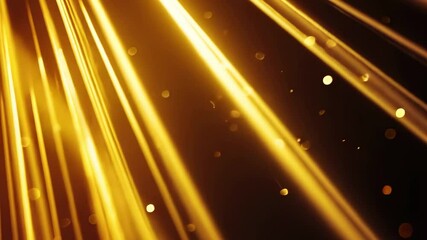 Fototapete - Captivating golden light rays creating a magical atmosphere in a dark setting, magical light rays beams background video glow effect