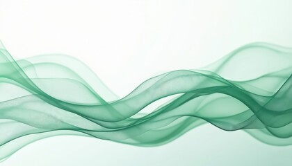 Poster - Abstract flowing green, white wave background. Wavy lines create smooth shapes with elegant curves. Modern design for web, digital media, tech, corporate, motion graphics, advertising needs.