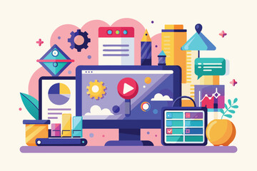 Poster - progressive digital workspace showcasing customizable elements and tools for creative ideas and proj