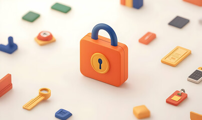 Poster - Colorful Lock Symbolizing Security, Privacy, and Compliance Concepts