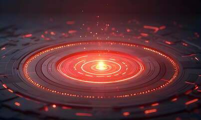 Poster - Abstract Red Alert Design with Geometric Patterns and Glowing Effects
