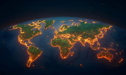 Poster - Global Map with Illuminated Connectivity and Payment Interfaces