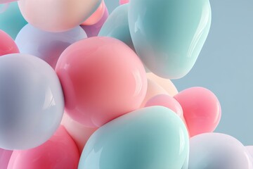 Poster - Pastel Spheres in Close-Up: A Playful and Modern Abstract Design with Muted Tones and Soft Lighting