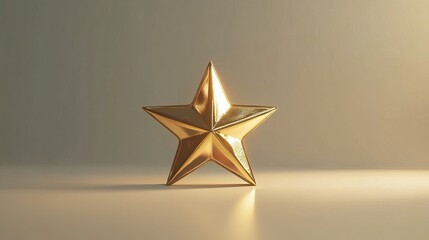 Poster - Golden Star Award 3D Render Luxury Shiny Success Prize Achievement Elegant Metal Star Graphic Design Element Premium Quality Realistic Star Shape Award Winning Symbol Business Success Concept Bright  