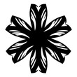 © PixelArtBox - Six pointed symmetrical flower in a black and white botanical pattern