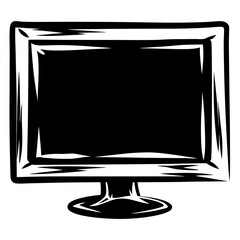 Poster - Abstract black and white stylized computer monitor graphic design vector element