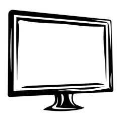 Poster - Stylized black and white illustration of a computer monitor with thick frame