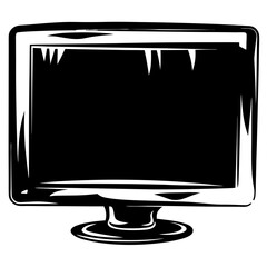 Poster - Monochromatic Computer Monitor Drawing with Bold Outline and Stylized Design