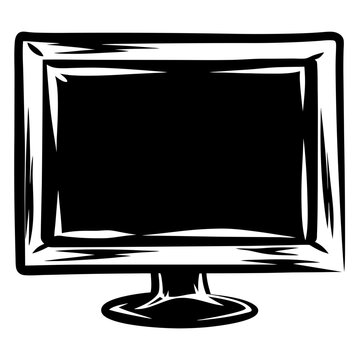Abstract black and white stylized computer monitor graphic design vector element