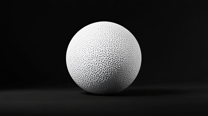 Poster - White Textured Sphere on Black Background Abstract 3D Render Minimalist Design Modern Geometric Ball Studio Shot Elegant Simple Clean Oval Shape Graphic Resource Digital Art Image Perfect for Website 