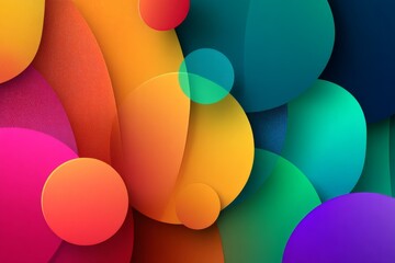 Fototapete - Vibrant Gradient Color Background with Floating Shapes, Modern Abstract Design, Artistic Backdrop with Overlapping Circles