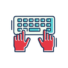 Poster - Hands typing on a keyboard in a modern graphic style  