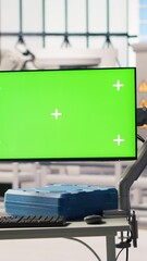 Poster - vertical video robotics software on mockup display in smart factory used to inspect machinery for op