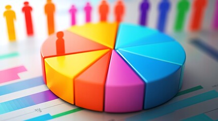 Poster - Colorful 3D Pie Chart Business Data Infographic Presentation Marketing Statistics Colorful Segments Financial Report Growth Success Visual Data Analysis Modern Design Abstract Background Business     
